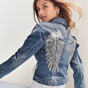 🧚‍♀️ Sequin Angel Wing Jean Jacket - NWOT